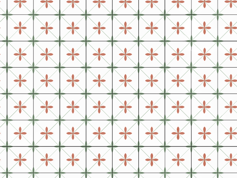  复古几何图案花砖瓷砖，中古奶油仿古砖艺术砖276 