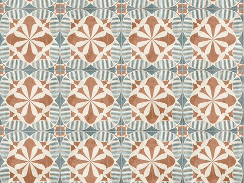  复古几何图案花砖瓷砖，中古奶油仿古砖艺术砖230 