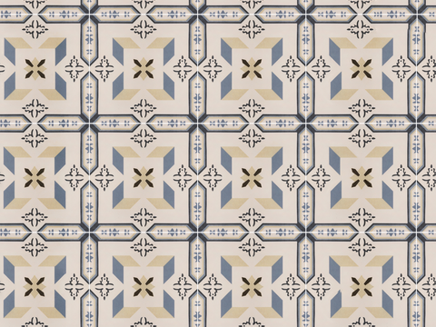  复古几何图案花砖瓷砖，中古奶油仿古砖艺术砖285 