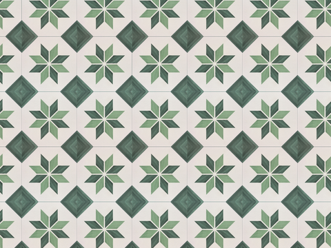  复古几何图案花砖瓷砖，中古奶油仿古砖艺术砖245 