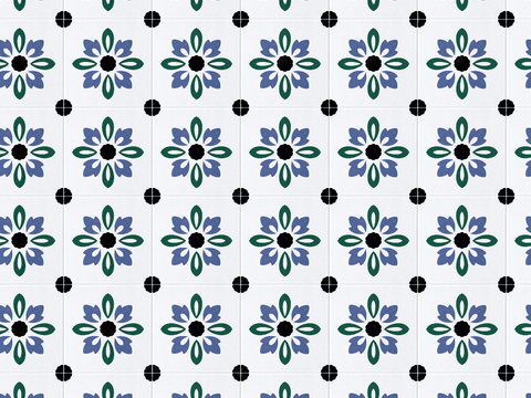  复古几何图案花砖瓷砖，中古奶油仿古砖艺术砖68 