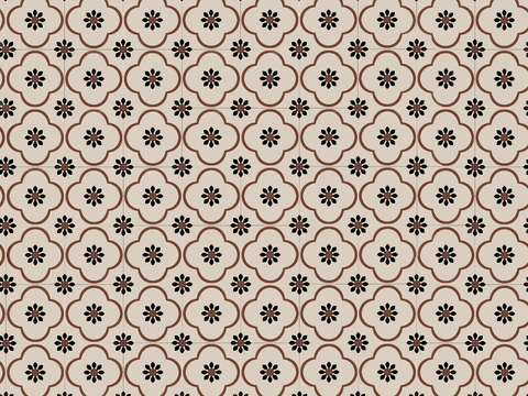 法式中古花纹砖_无缝_咖色