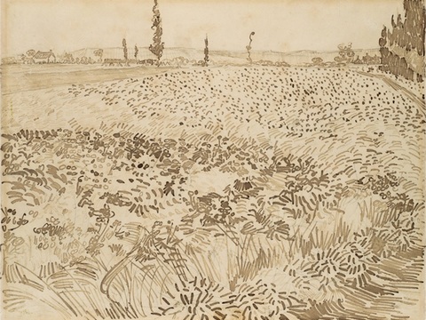 梵高后印象派素描绘画作品，现代世界经典名画623 梵高 Wh