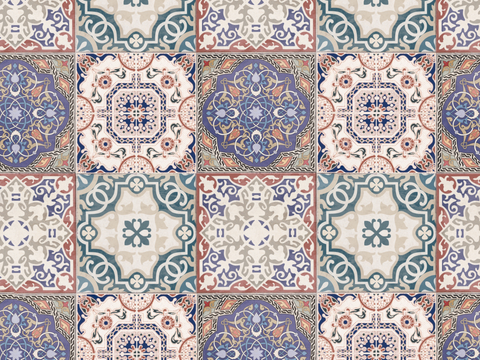 复古碎拼图案花砖瓷砖11