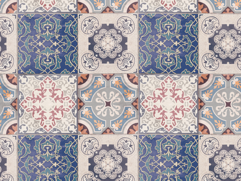 复古碎拼图案花砖瓷砖18