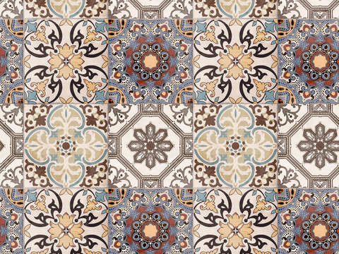 复古碎拼图案花砖瓷砖12