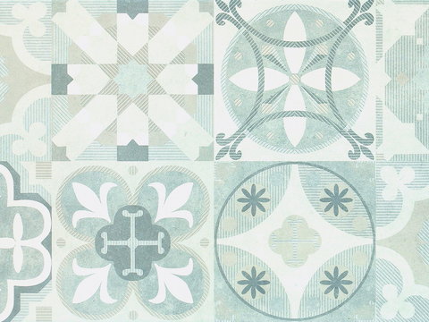  复古碎拼图案花砖瓷砖57 