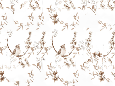 无缝法式中古植物花鸟花砖贴图