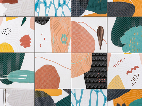 复古碎拼图案花砖瓷砖59