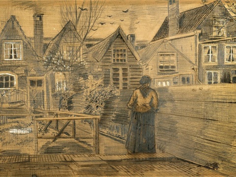 梵高后印象派素描绘画作品，现代世界经典名画551 梵高 Mo