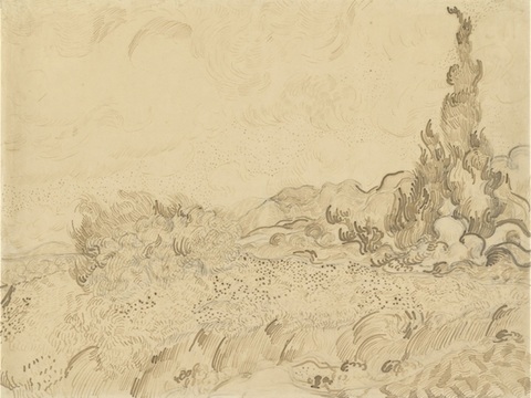 梵高后印象派素描绘画作品，现代世界经典名画625 梵高 Wh