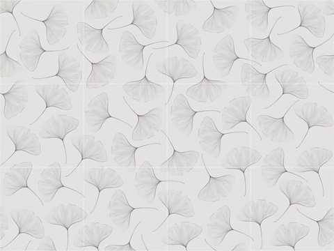 无缝灰白色银杏叶花砖贴图