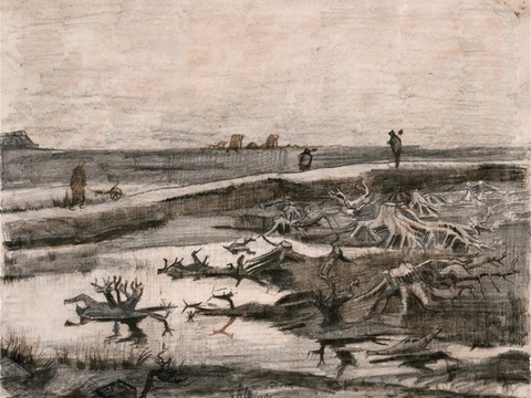  梵高后印象派素描绘画作品，现代世界经典名画539 梵高 La 