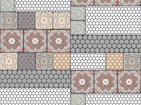复古碎拼图案花砖瓷砖80