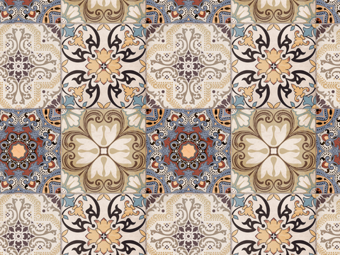 复古碎拼图案花砖瓷砖15