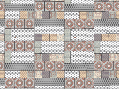 复古碎拼图案花砖瓷砖37