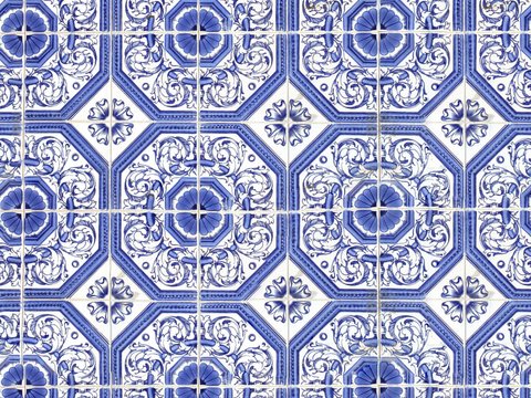  复古艺术几何图案瓷砖花砖75 
