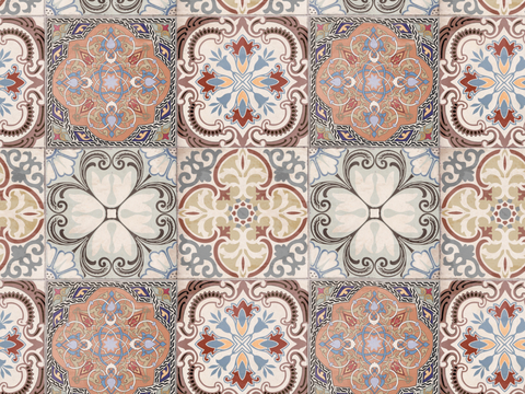 复古碎拼图案花砖瓷砖17