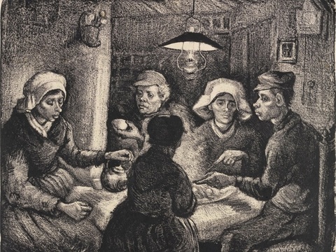 梵高后印象派素描绘画作品，现代世界经典名画590 梵高 Th