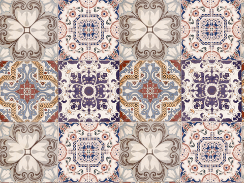 复古碎拼图案花砖瓷砖10