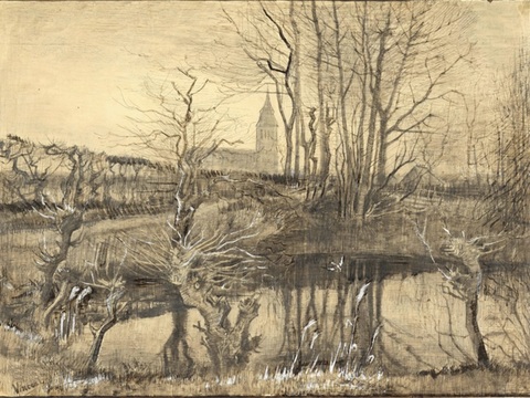 梵高后印象派素描绘画作品，现代世界经典名画587 梵高 Th