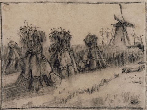 梵高后印象派素描绘画作品，现代世界经典名画621 梵高 Wh