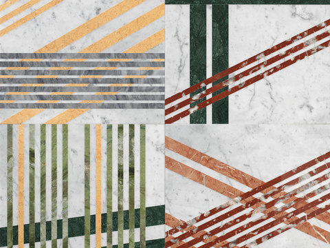  大理石几何拼花图案铺装107 