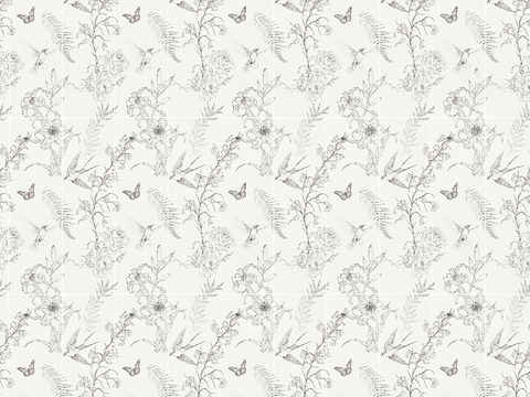 无缝小法中古花鸟柔光砖贴图