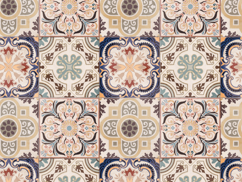 复古碎拼图案花砖瓷砖19