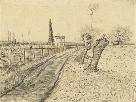  梵高后印象派素描绘画作品，现代世界经典名画545 梵高 La 