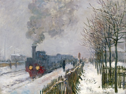 莫奈印象派绘画作品，世界经典名画28Train in the