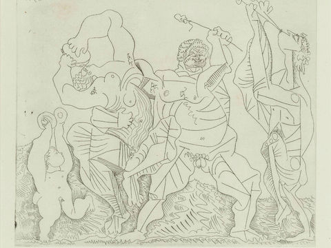  毕加索立体主义绘画作品，现代抽象画，世界经典名画，抽象素描画 