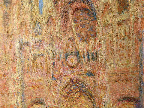 莫奈印象派绘画作品，世界经典名画34鲁昂大教堂，正午