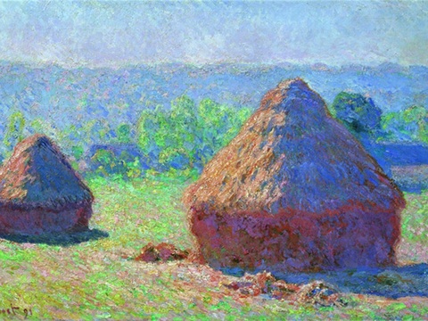 莫奈印象派绘画作品，世界经典名画26草垛 