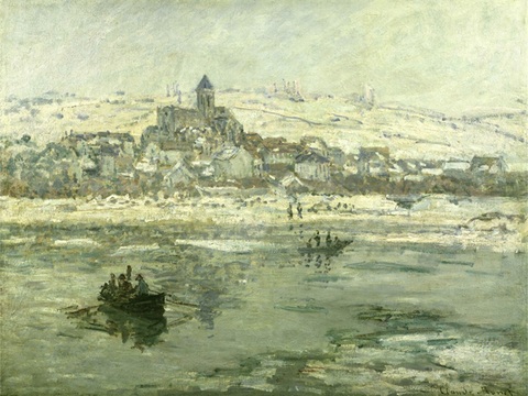 莫奈印象派绘画作品，世界经典名画225维特尼的冬天　美国弗里