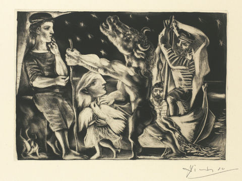  毕加索立体主义绘画作品，现代抽象画，世界经典名画，抽象素描画 