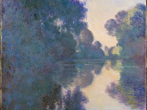 莫奈印象派绘画作品，世界经典名画62早晨的塞纳河附近吉维尼