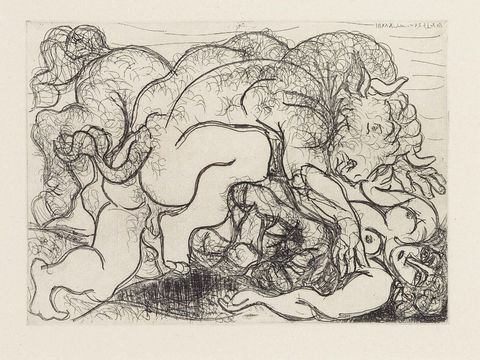  毕加索立体主义绘画作品，现代抽象画，世界经典名画，抽象素描画 