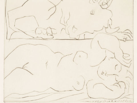  毕加索立体主义绘画作品，现代抽象画，世界经典名画，抽象素描画 