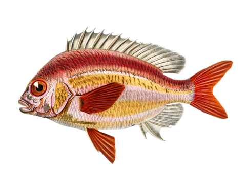  高清复古写实鱼类插画,海洋动物插画15 