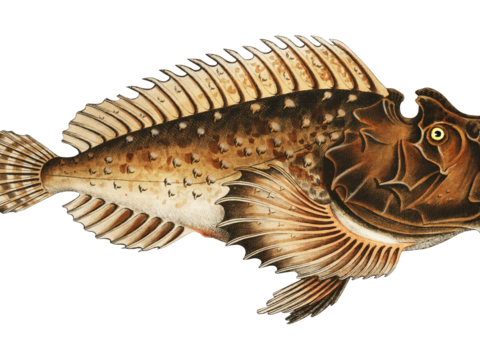  高清复古写实鱼类插画,海洋动物插画77 