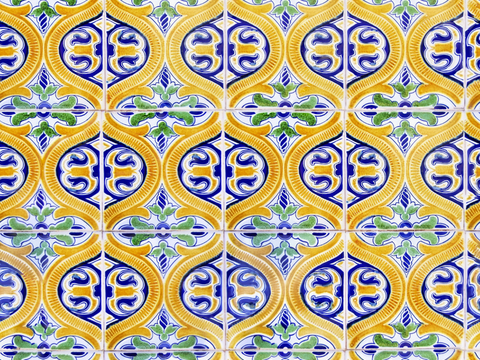 复古经典，民族风几何植物花纹图案花砖瓷砖155