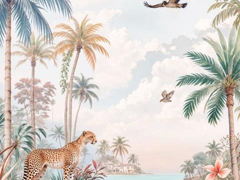 热带雨林壁纸 卡通壁纸 儿童房壁纸贴图贴图下载