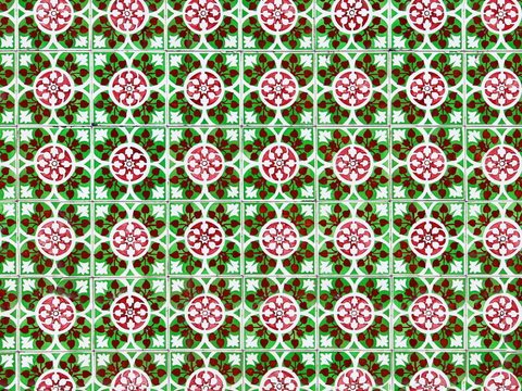  复古经典，民族风几何植物花纹图案花砖瓷砖180 