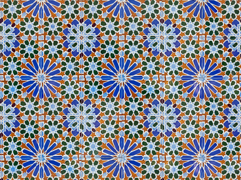  复古经典，民族风几何植物花纹图案花砖瓷砖141 