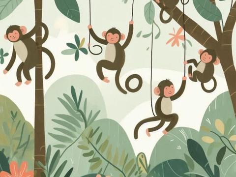 热带雨林壁纸 卡通壁纸 儿童房壁纸贴图贴图下载