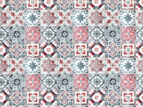  复古经典，民族风几何植物花纹图案花砖瓷砖168 