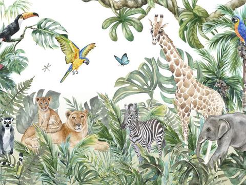 热带雨林壁纸 卡通壁纸 儿童房壁纸贴图贴图下载
