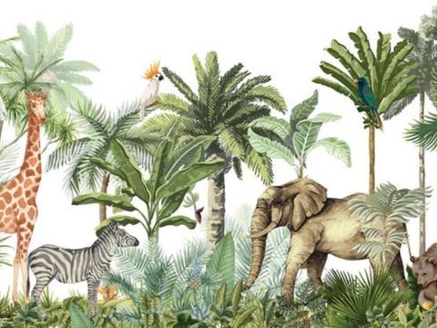 热带雨林壁纸 卡通壁纸 儿童房壁纸贴图贴图下载