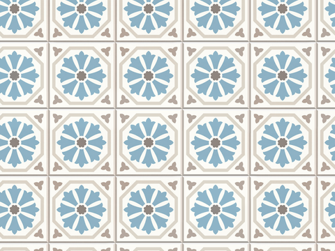  复古经典，民族风几何植物花纹图案花砖瓷砖99 